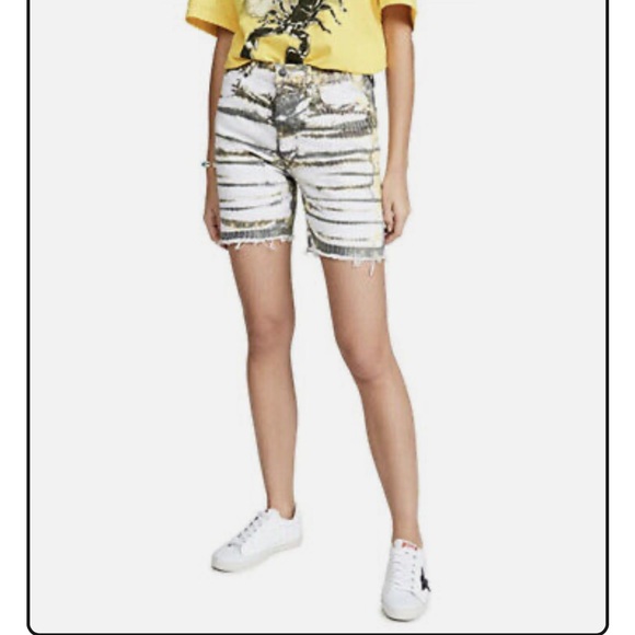 NWOT $189 AGOLDE DENIM RUM MID LENGTH TIE DYE JEAN SHORTS SIZE 26 Z184-40